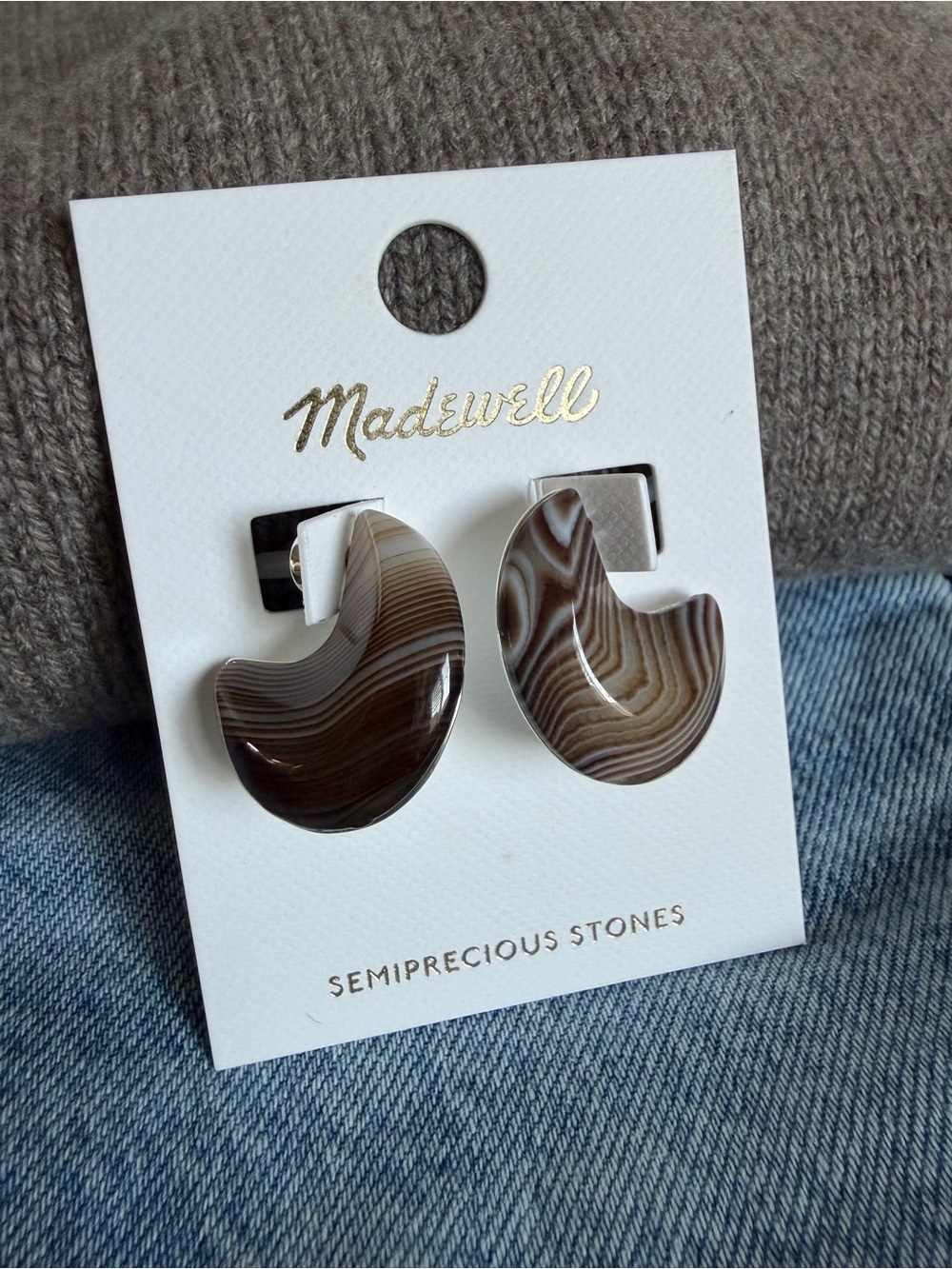 Madewell Semiprecious Stone Earrings NZ878 Sculptural Statement NWT